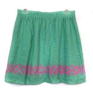 NEW NWT FRANCESCAS Mint Green Pink Floral Boho Elastic Waist Mini A-Line Skirt M